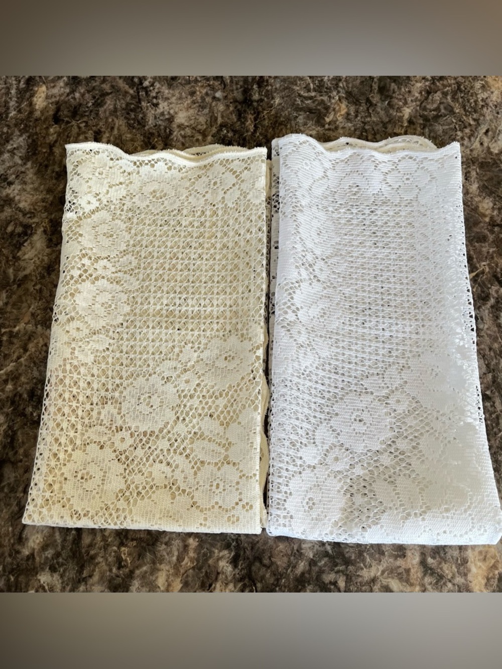 Set of Vintage Small Table Cloths/Runners - Ivory and White